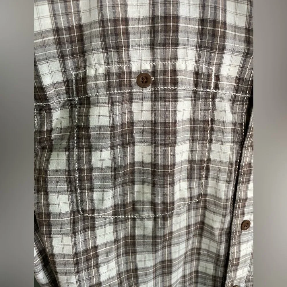 The North Face Men’s White & Brown Summer Short Sleeve Checkered Shirt Size XL